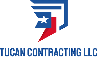 Blue and red logo with star design